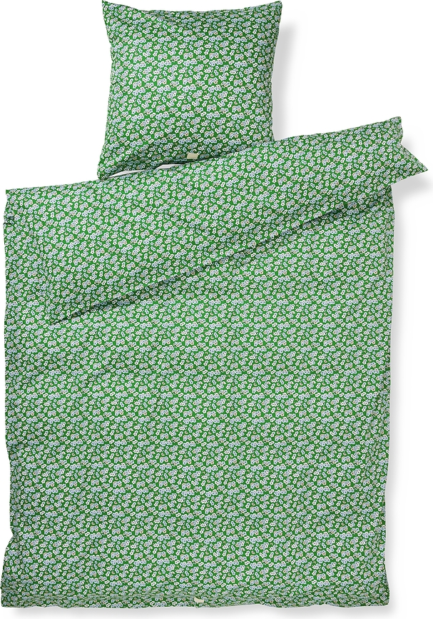 Funda Nórdica Pleasantly, 140 x 200 cm, verde, con cremallera, incluye funda de almohada 60 x 63 cm