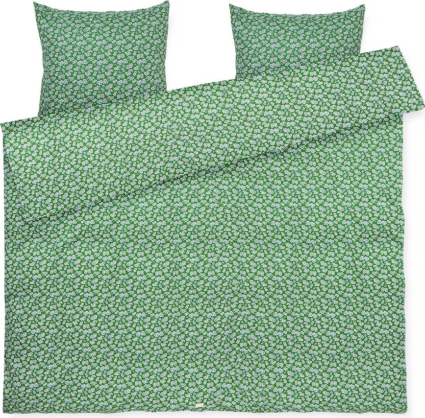Funda Nórdica Pleasantly, 200 x 220 cm, verde, cierre de cremallera, Set de 3 piezas (2 fundas de almohada 60 x 63 cm)