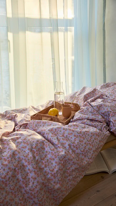 Funda Nórdica Pleasantly, 140 x 200 cm, rosa y azul, con funda de almohada 60 x 63 cm, cierre de cremallera