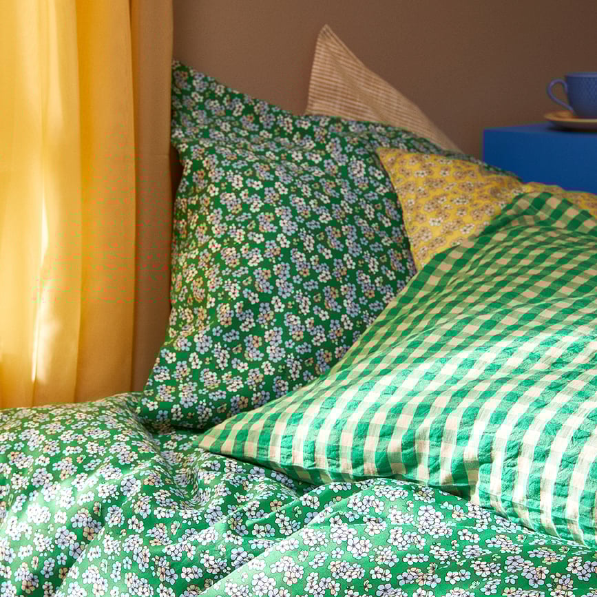 Funda Nórdica Pleasantly, 140 x 200 cm, verde, con cremallera, incluye funda de almohada 60 x 63 cm