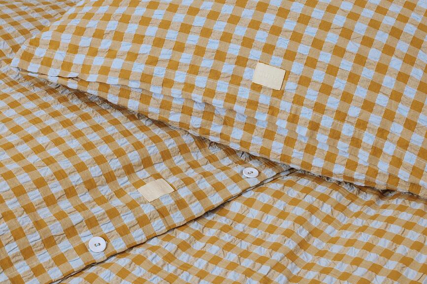 Funda Nórdica Bæk & Bølge, 150 x 210 cm, naranja y azul, con funda de almohada 50 x 60 cm