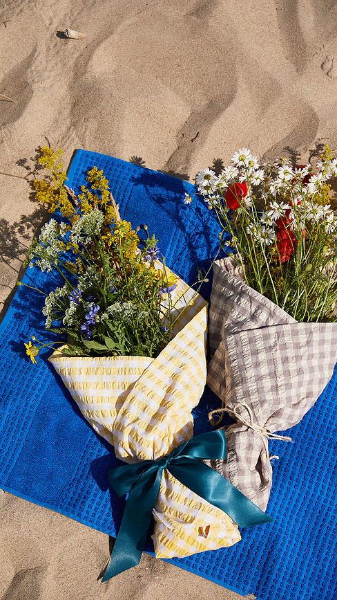 Juna Check Serviette 50 x 100 cm, bleu marine