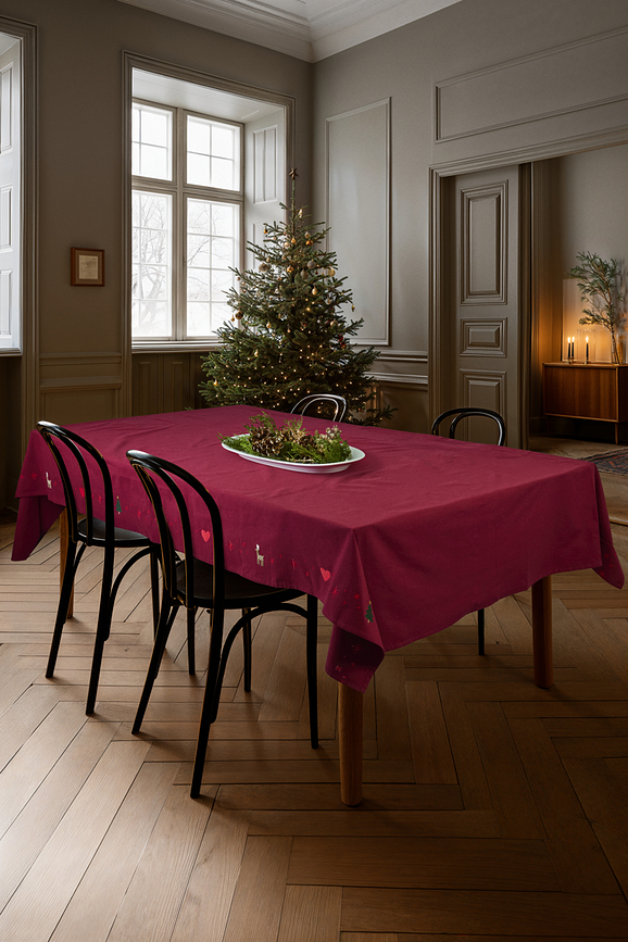 Mantel navideño Christmas Fable, 150 x 320 cm, rojo