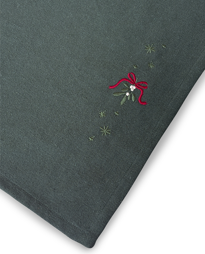 Mantel Individual Christmas Fable, 43 x 30 cm, diseño de muérdago, verde oscuro