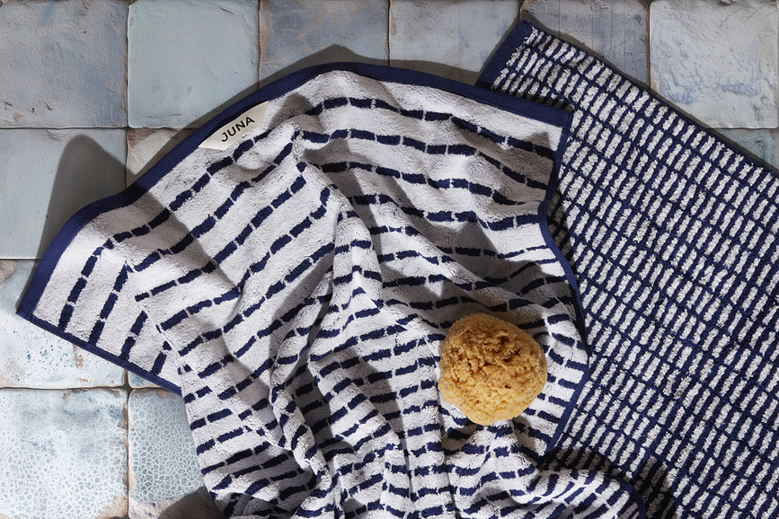 Nuance Drap de Bain 70 x 140 cm, bleu marine et blanc