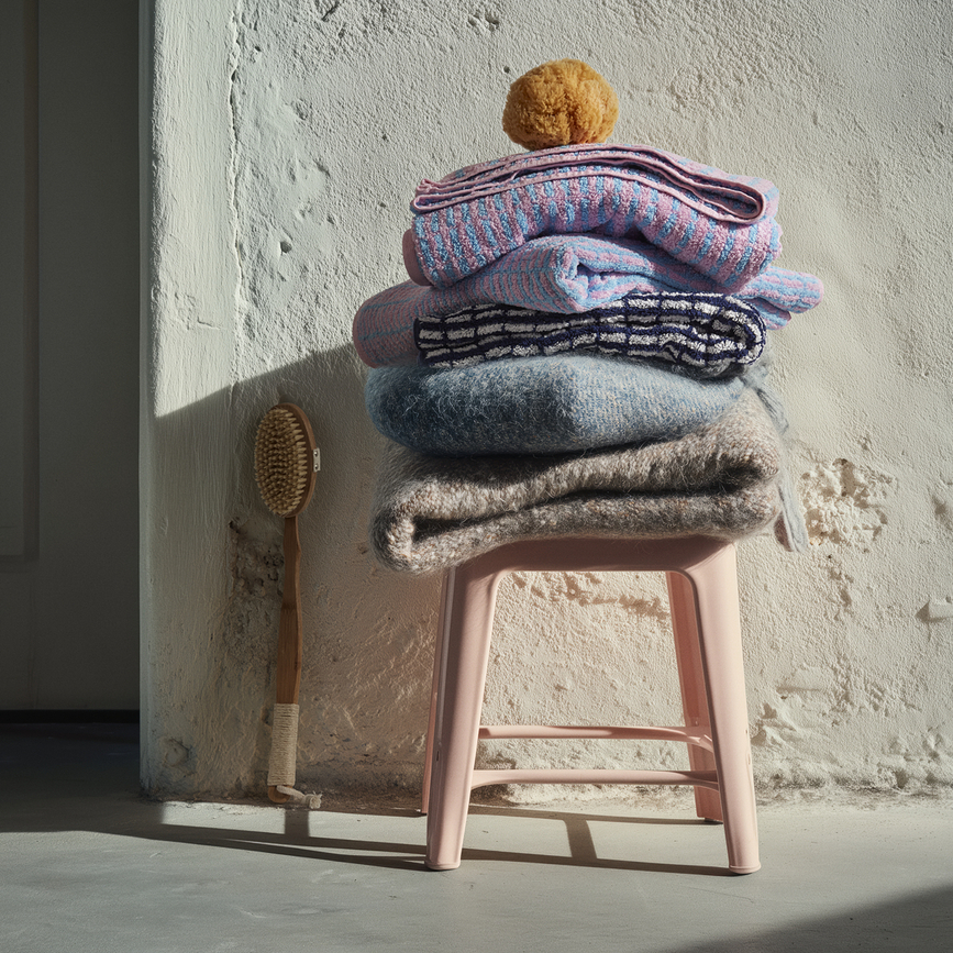 Nuance Serviette 70 x 140 cm, bleu et rose