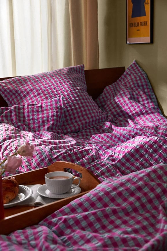 Parure de lit Bæk&Bølge 220 x 220 cm violet-menthe avec 2 taies d'oreiller 50 x 60 cm