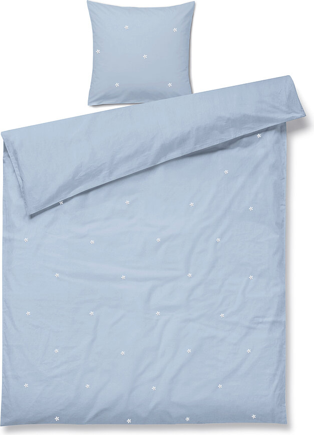 Parure de lit Daisy 150 x 210 cm, bleue, avec taie d'oreiller 50 x 60 cm