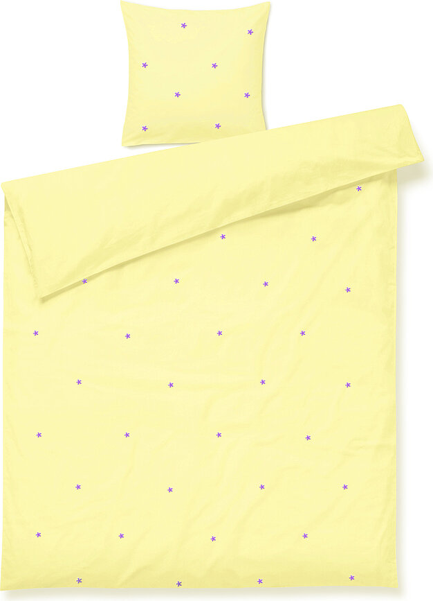 Parure de lit Daisy 150 x 210 cm, jaune, avec taie d'oreiller 50 x 60 cm