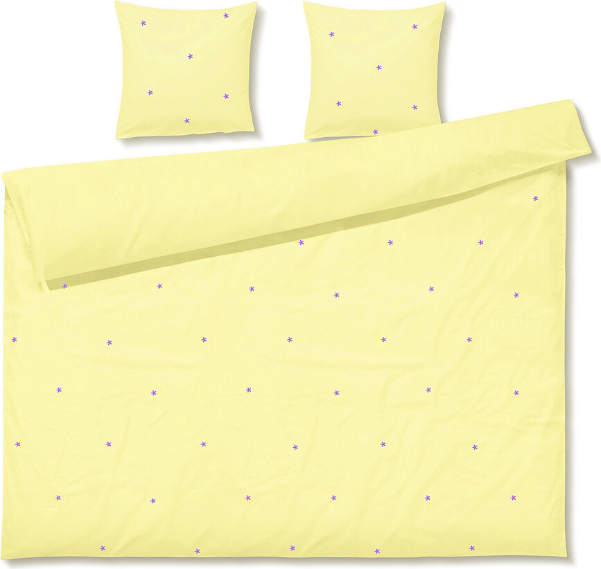 Parure de lit Daisy 200 x 220 cm, jaune, avec 2 taies d'oreiller 60 x 63 cm