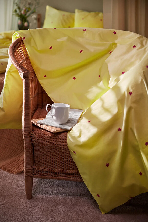 Parure de lit Daisy 140 x 200 cm, jaune, avec taie d'oreiller 60 x 63 cm