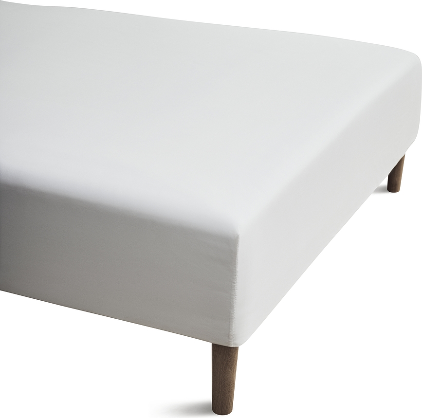 Percale Drap-Housse 160 x 200 cm, bonnet 30 cm, blanc