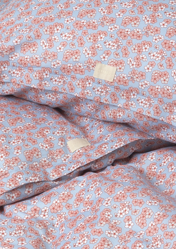 Pleasantly Parure de Lit à fermeture zippée, 140 x 200 cm, avec taie d'oreiller 60 x 63 cm, rose et bleue, Set 2 pièces