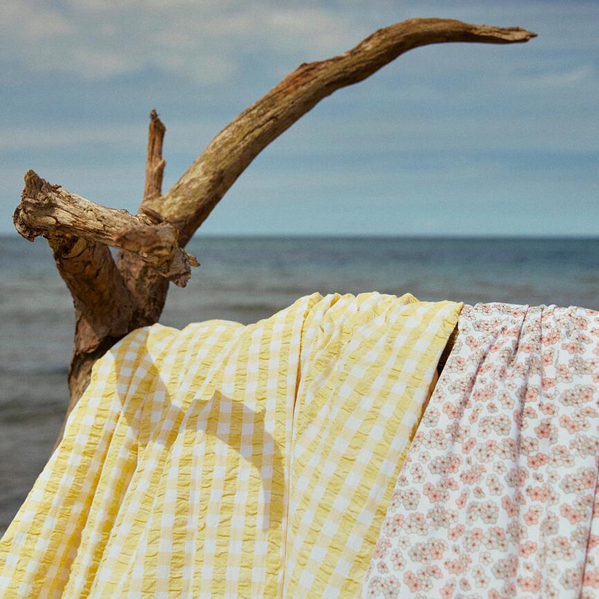 Juego de Funda Nórdica Bæk & Bølge, 140 x 200 cm, amarilla, con funda de almohada 60 x 63 cm