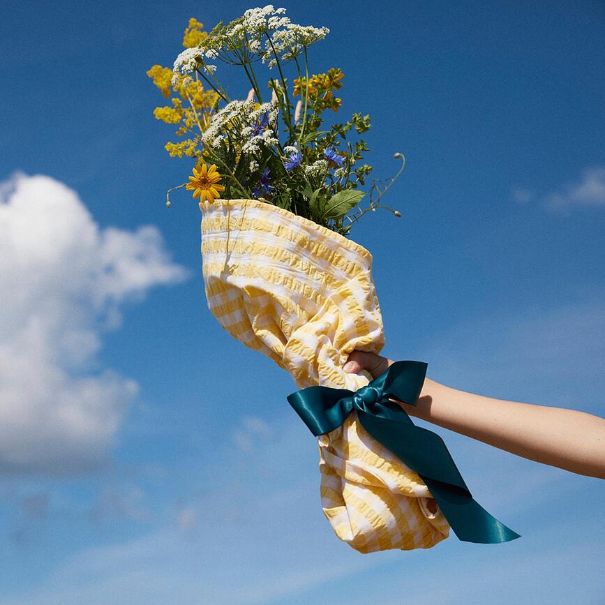 Juego de Funda Nórdica Bæk & Bølge, 140 x 200 cm, amarilla, con funda de almohada 60 x 63 cm