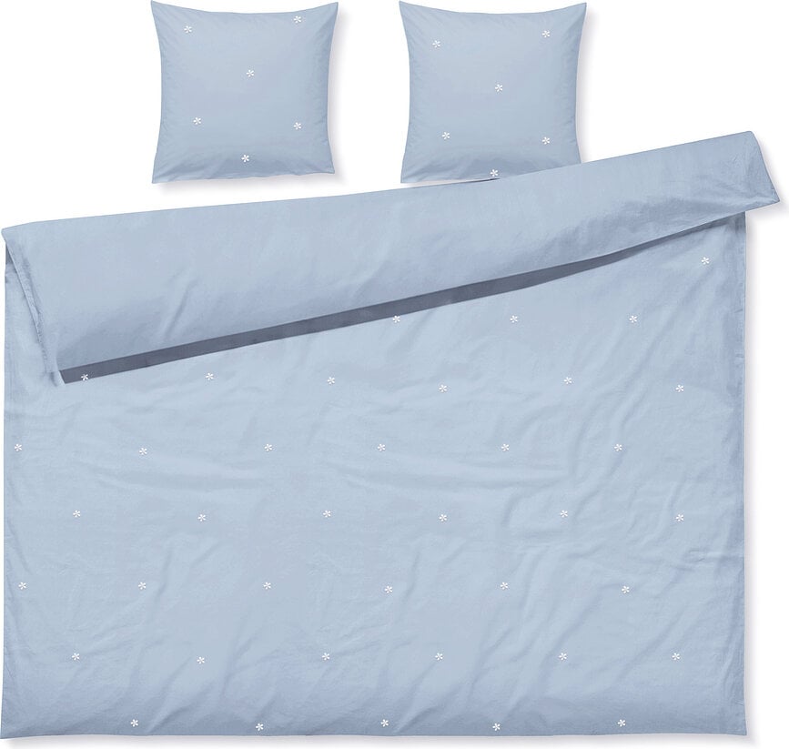 Ropa de cama Daisy 220 x 220 cm, azul, con 2 fundas de almohada 50 x 60 cm