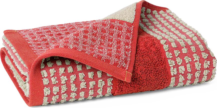 Toalla Check, 70 x 140 cm, color rojo y arena