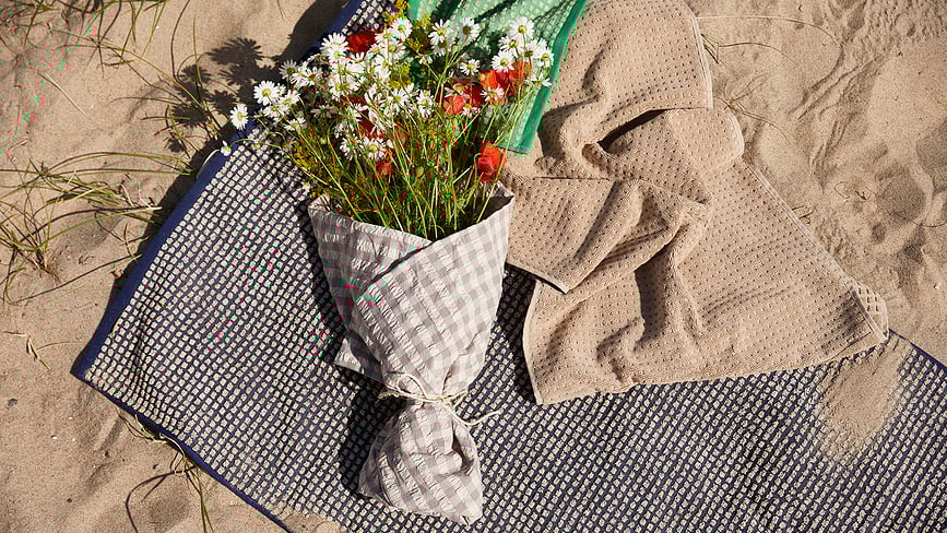 Toalla Juna Check, 50 x 100 cm, azul marino