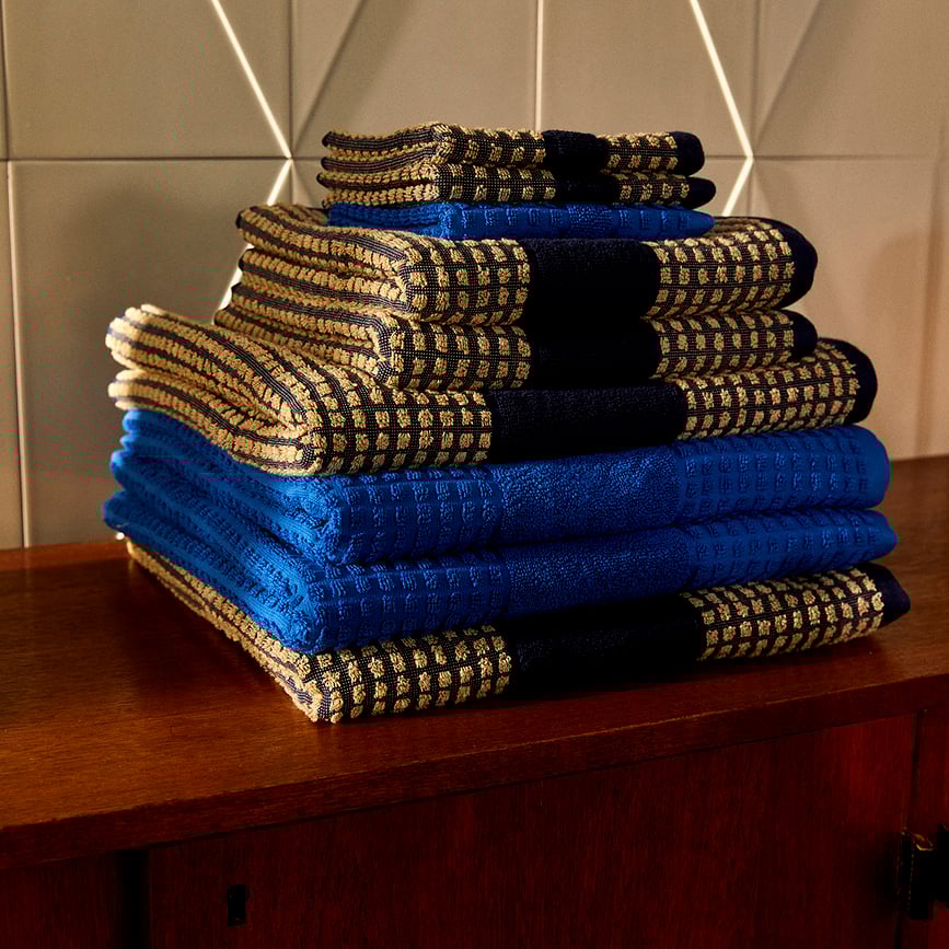 Toalla Juna Check, 50 x 100 cm, azul marino