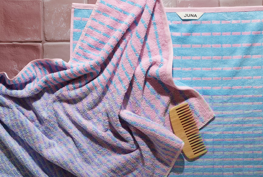 Toalla Nuance, 70 x 140 cm, azul y rosa