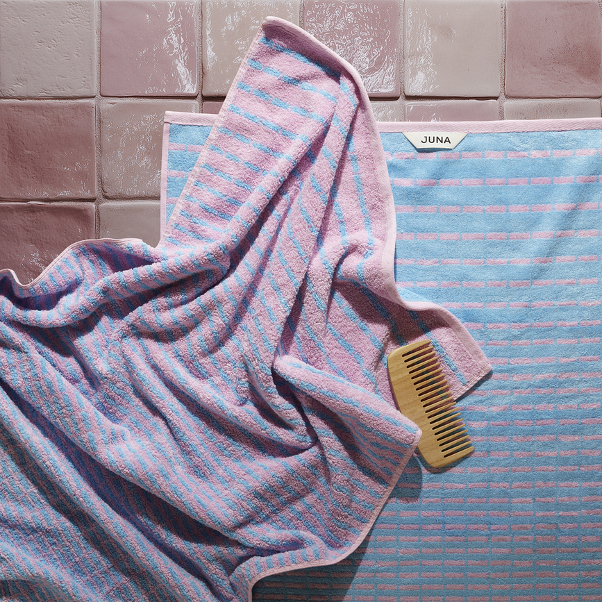 Toalla Nuance, 70 x 140 cm, azul y rosa