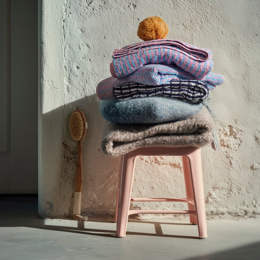 Toalla Nuance, 70 x 140 cm, azul y rosa