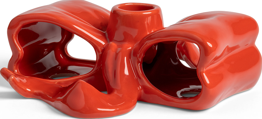 Bougeoir pour bougie classique Ribbon, rouge