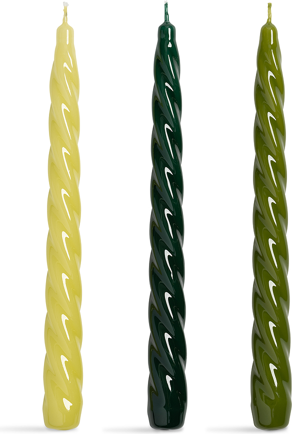 Bougies Bravo vertes, lot de 3