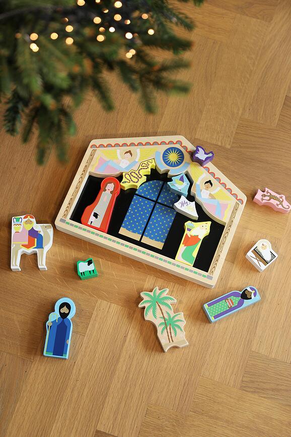 &K Amsterdam Houten puzzel kerststal, 14-dlg.