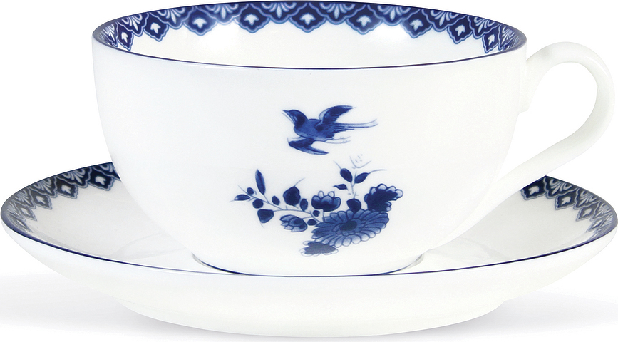 Kavos puodeliai su lėkštutėmis Delftware, 2 vnt.