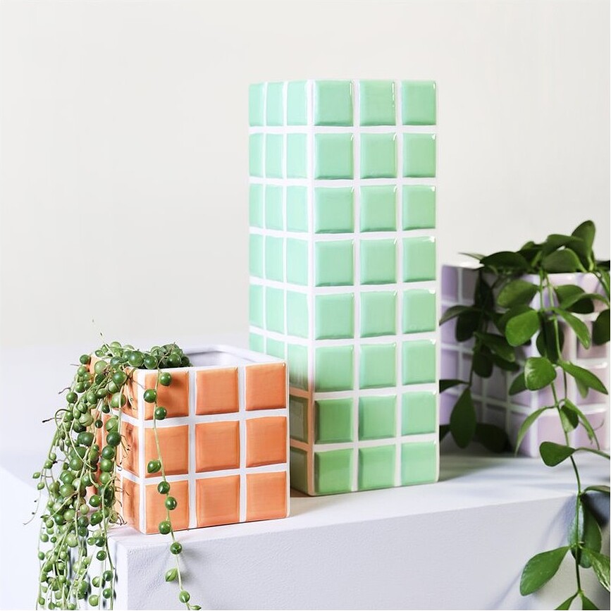Obal na květináč Tile 10,5 cm, broskvový