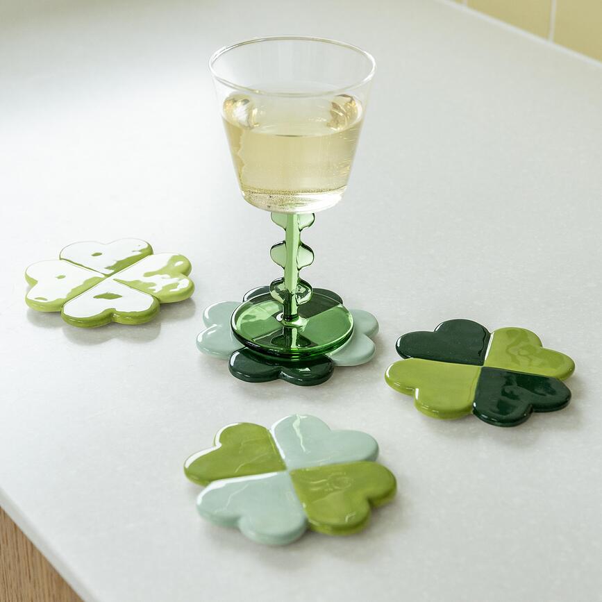 Padėkliukai stiklinėms Lucky Clover, 4 vnt.