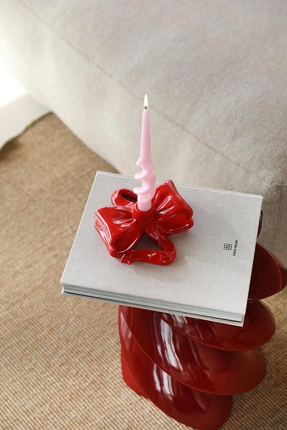 Ribbon lysestage til klassisk stearinlys, pink