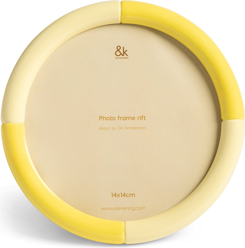 Rift fotoramme rund 14 cm, gul