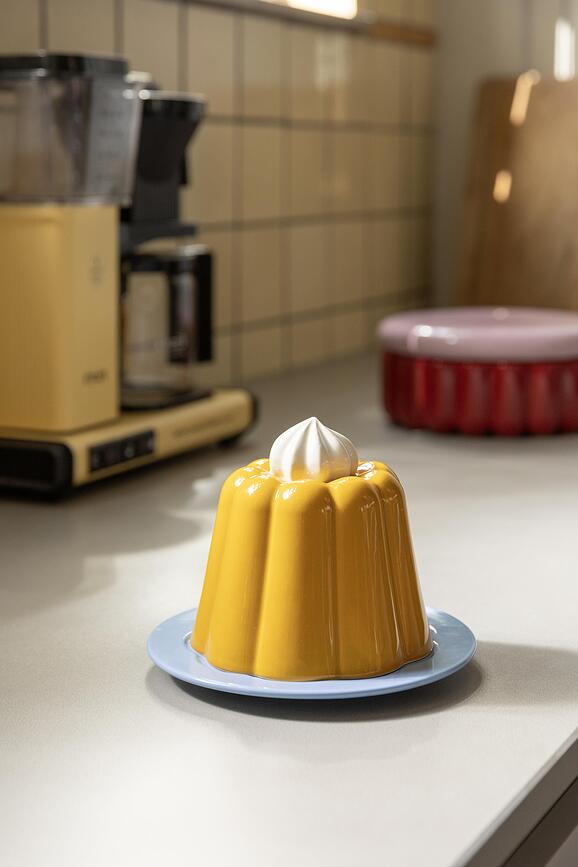 Šķīvis ar vāku Pudding zili-dzeltens