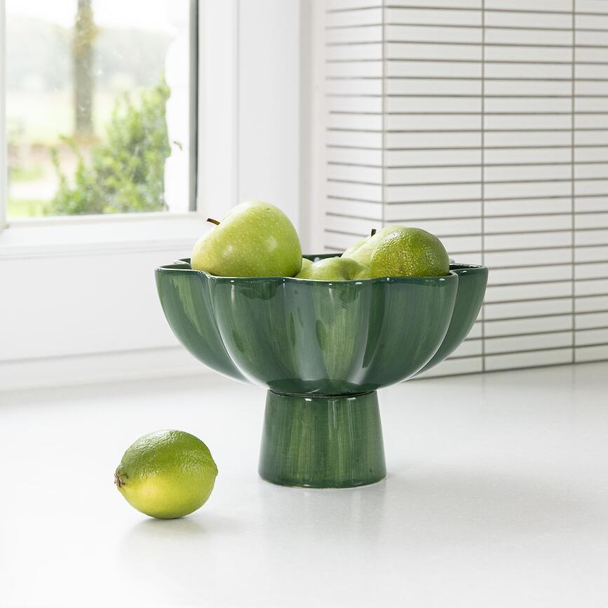 Sun Bowl on a Stand 20 cm, green