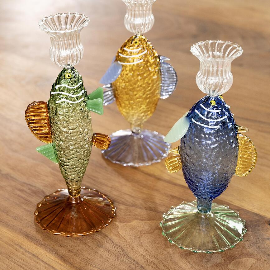Svícen na klasickou svíčku Fish, zelený
