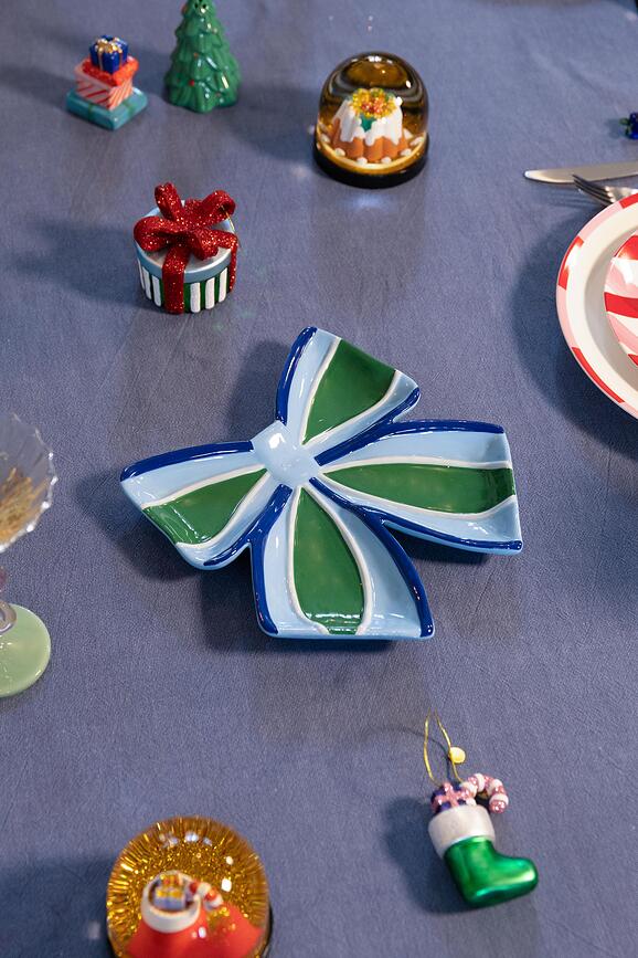 Talíř na svačinu Ribbon 22 cm, modrý