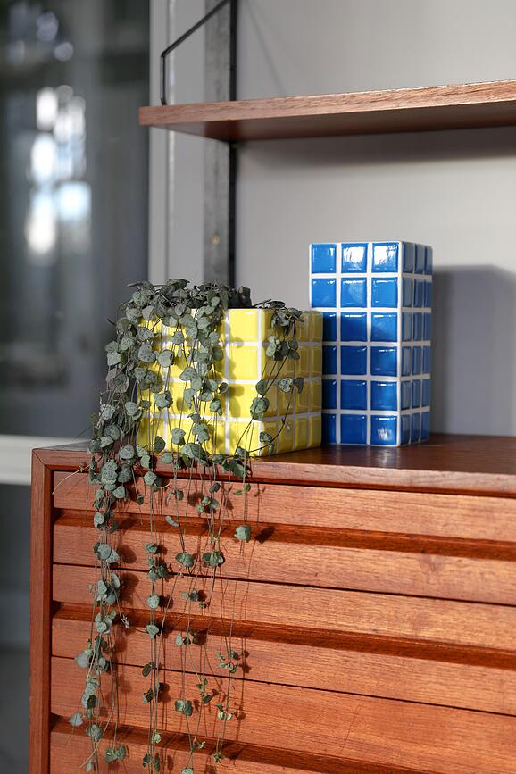 Vazono dangtelis Tile 14 cm geltonas
