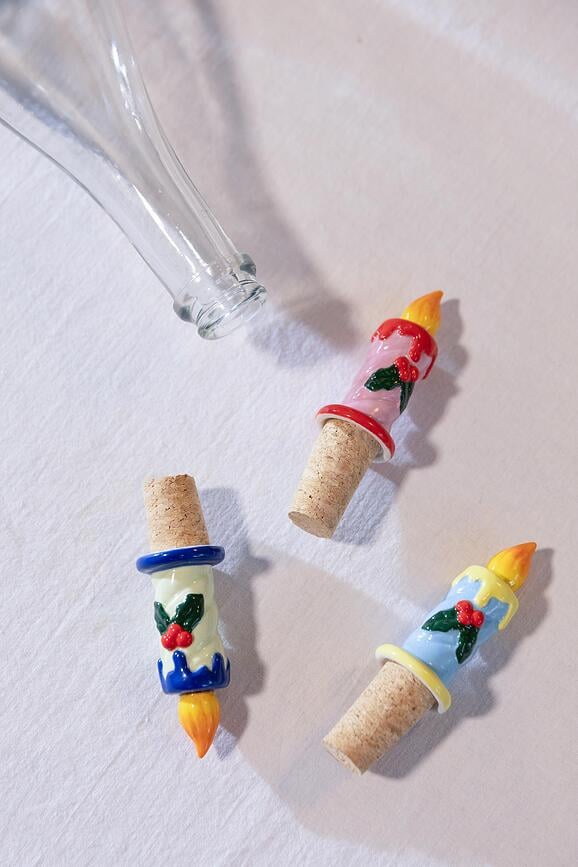 Weinstopfen Candle, hellblau
