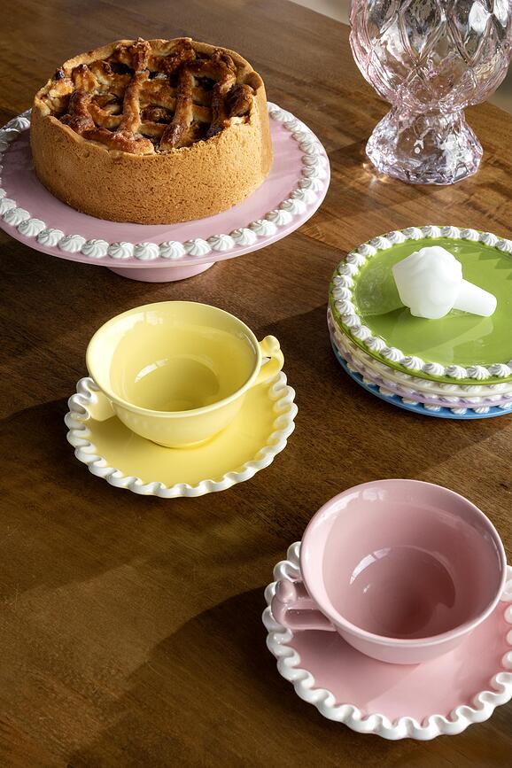 Whip Cups with Saucers, yellow, 2 pcs.