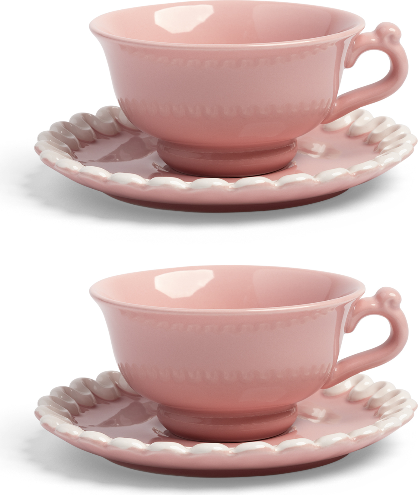 Whip Tassen mit Untertassen, rosa, 2 St.
