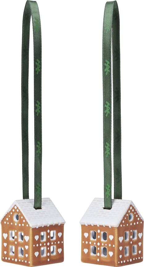 Adornos de Navidad Kähler Christmas, casas de jengibre, 2 unidades