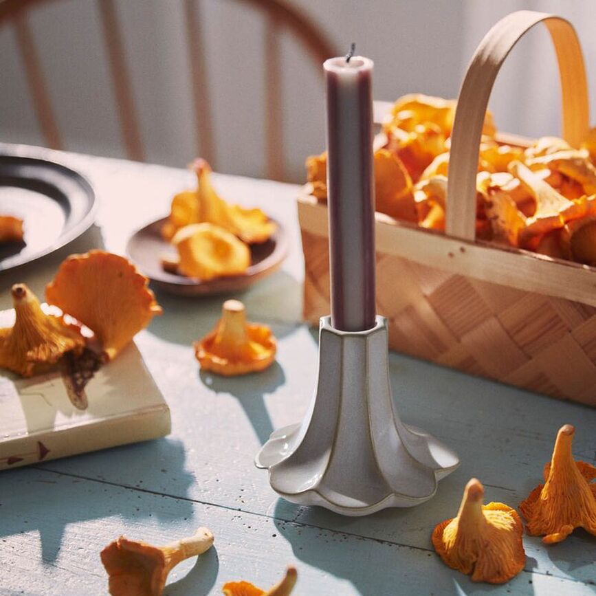 Candelabro Kantarel para vela clásica 10 cm, blanco