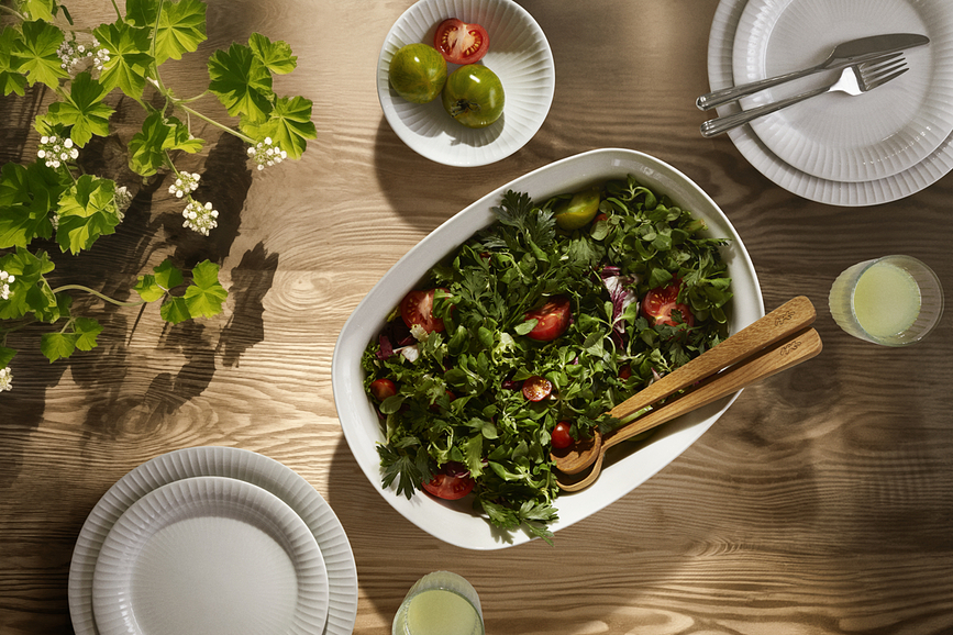 Hammershøi Pekač in servirni pladenj, 39 x 29,5 cm, bel