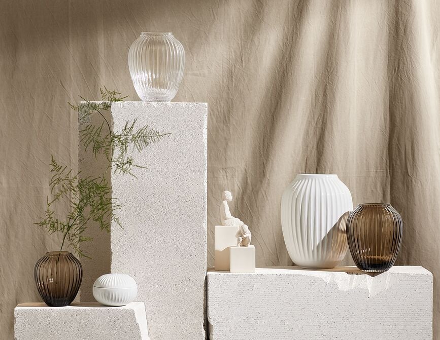 Jarrón de cristal Hammershøi, 14 cm, nogal