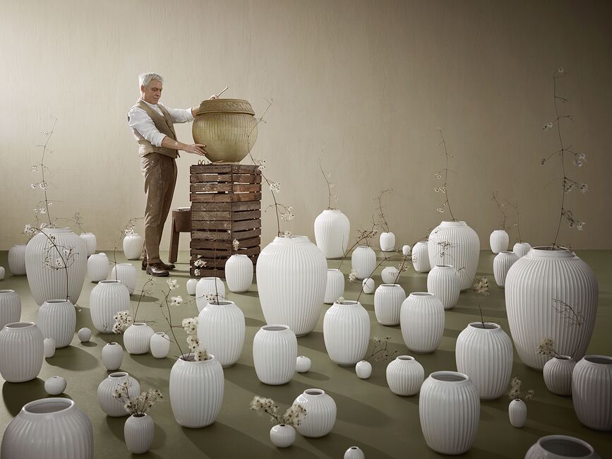 Jarrón Hammershøi de cerámica, 25,5 cm, blanco