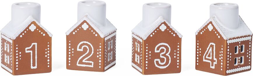Kähler Christmas Bougeoir de l'Avent, maisons en pain d'épice, Set 4 pièces