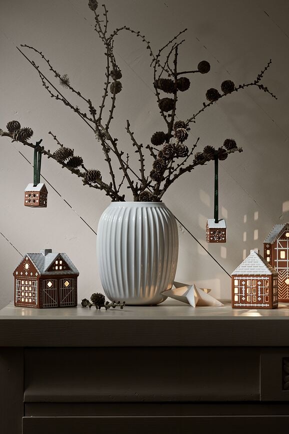 Kähler Christmas Décorations de Noël, maisons en pain d'épice, Lot de 2