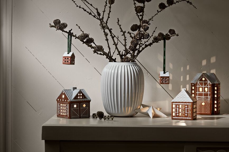 Kähler Christmas Décorations de Noël, maisons en pain d'épice, Lot de 2